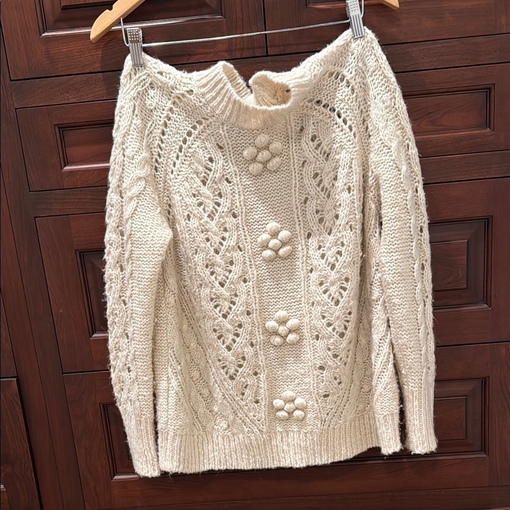 J. Crew Cream Chunky Knit Crew Neck Sweater